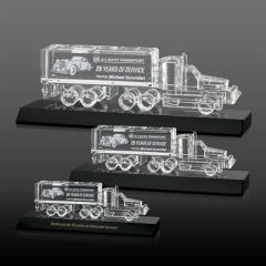 Crystal 18 Wheeler On Base 3D - Black