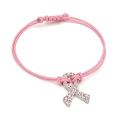 Crystal Breast Cancer Awareness Pink Ribbon Bracelet
