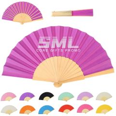 Custom 9 Inch Bamboo Paper Folding Hand Held Fan