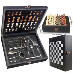 Custom Wooden Box Wine Accessories With Chess Set