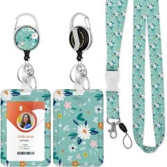 Customized ID Badge Holder With Lanyard and Carabiner Clip