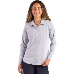 Cutter & Buck Skyline Recycled Pinstripe Womens Long Slee