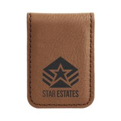 Dark Brown Leatherette Money Clip
