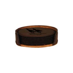 Dark Brown Leatherette Round Coaster Set