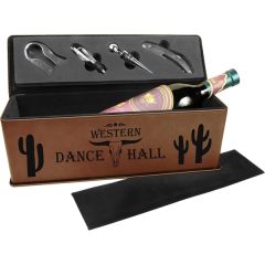 Dark Brown Leatherette Single Wine Box W/ Tools