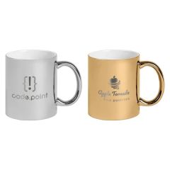 Deco - 11 Oz. Metallic Ceramic Mug - Laser