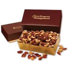 Deluxe Mixed Nuts In Burgundy & Gold Gift Box