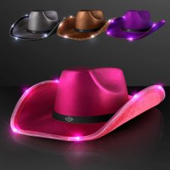 Deluxe Shiny Light Up Cowboy Hat With Black Band