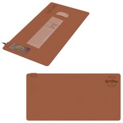 Deskshield Charge : Desk Mat With Wireless Charging Cognac