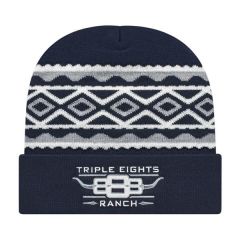 Diamond Pattern Knit Cap With Cuff