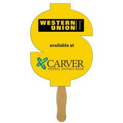 Dollar Sign Hand Fan Full Color 1 Side