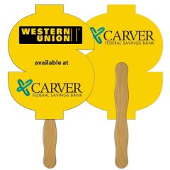 Dollar Sign Hand Fan Full Color 2 Sides