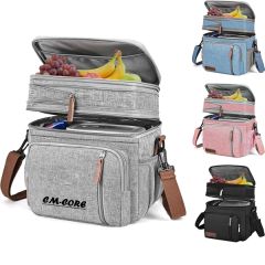 Double Deck Insulated Soft Large Adult Lunch Cooler Bag