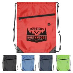 Drawstring Backpack - Drawstring Sports Bag W/ Front Zipper