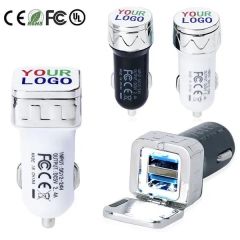 Dual Car USB Phone Charger - Metal