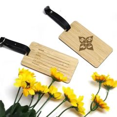 Eco-Friendly Bamboo Double-Sided Travel Luggage Tag