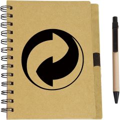 Eco Spiral Notebook With Paper Barrel Pen