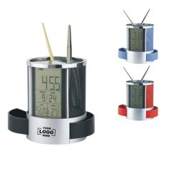 Electronic Clock Pen Holder With Time