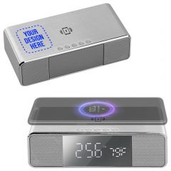 Encino Bluetooth Speaker And Wireless Charging Desk Clock