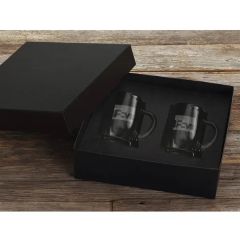 Etched 2-Piece Glass Coffee Mug Set