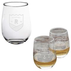 Etched 2-Piece Stemless Wine Glass Set
