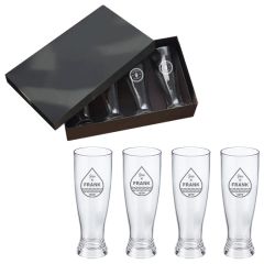 Etched York Pilsner Glass Set Of 4