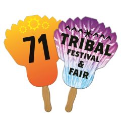 Feather Auction Sandwiched Hand Fan Full Color