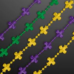 Fleur De Lis Beads For Mardi Gras Non-Light Up