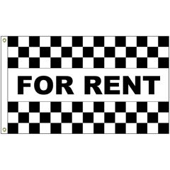 For Rent Black & White Checkered 3 Ft X 5 Ft Message Flag