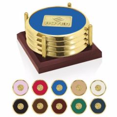 Jaffa Four Coasters With Solid Cherry Tray