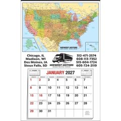 Full Apron Color-Coded U.S. Map Calendar