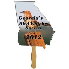 Georgia State Stock Shape Fan W/ Wooden Stick
