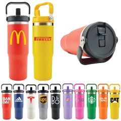 Glacier 30 Oz Hybrid Travel Tumbler With Handle & Straw