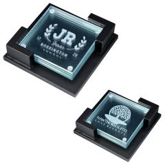Glass Coaster W/ Wood Holder Award