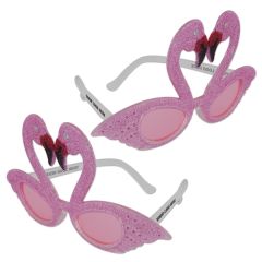 Glittered Flamingo Fanci-Frames W/Cust Pad Prt On Both Stems