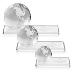 Globe Award On Rectangle Base - Clear