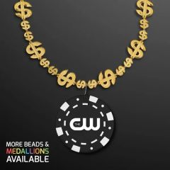 Gold Money Beads With Black Poker Chip Medallion No-Light