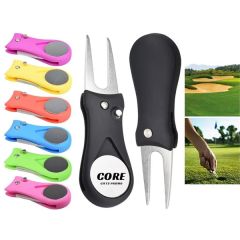 Golf Repair Tool With Pop-Up Button & Magnetic Ball Marker