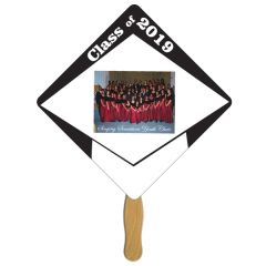 Graduation White Cap Hand Fan