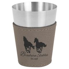 Gray 2 Oz Leatherette & Stainless Steel Shot Glass