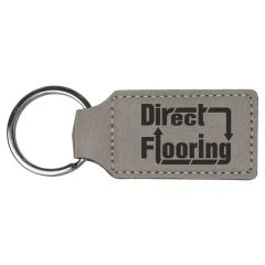 Gray Laserable Leatherette Rectangle Keychain