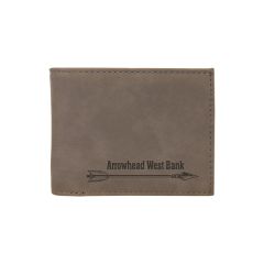 Gray Leatherette Bifold Wallets With Flip ID