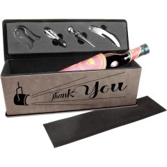 Gray Leatherette Single Wine Box W/ Tools