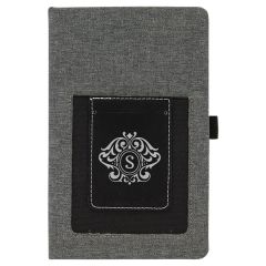 Gray/Black/Silver Laserable Leatherette Journal W/Card Slot