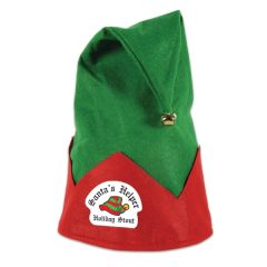 Green Felt Elf Hat W/ Red Trim and Bell