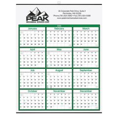 Green Year At A Glance Calendar With Top Ad Copy