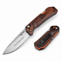 Benchmade Grizzly Creek Stabilized Wood Knife With Orange Accents
