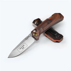 Benchmade Grizzly Creek Stabilized Wood Knife With Orange Accents