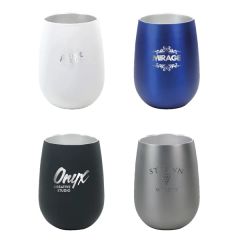 Halcyon 12 Oz Stainless Steel Wine Glass, Laser, Premium