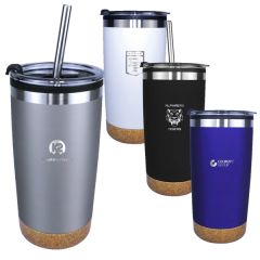 Halcyon 20 Oz Cork Bottom Tumbler With Stainless Straw/Fl